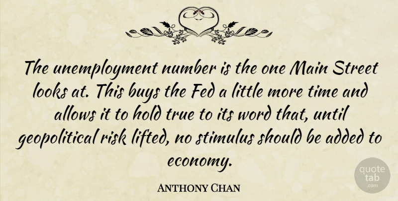 Anthony Chan Quote About Added, Buys, Fed, Hold, Looks: The Unemployment Number Is The...