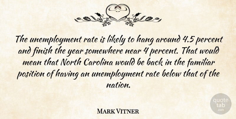 Mark Vitner Quote About Below, Carolina, Familiar, Finish, Hang: The Unemployment Rate Is Likely...