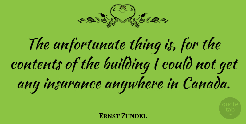 Ernst Zundel Quote About Unfortunate Things, Canada, Building: The Unfortunate Thing Is For...