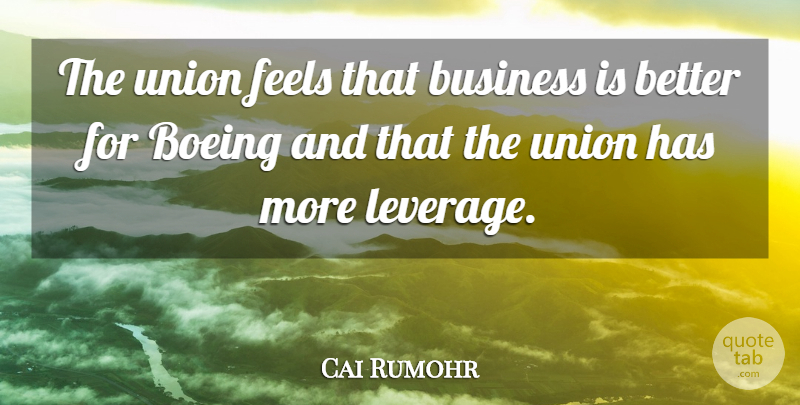 Cai Rumohr Quote About Business, Feels, Union: The Union Feels That Business...