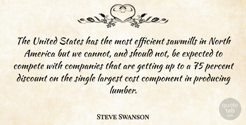 Steve Swanson Quote About America, Companies, Compete, Component, Cost: The United States Has The...