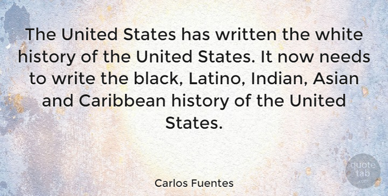 Carlos Fuentes Quote About Writing, White, Black: The United States Has Written...