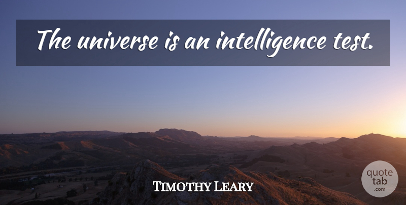 Timothy Leary Quote About Tests, Universe: The Universe Is An Intelligence...