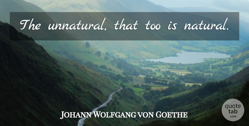 Johann Wolfgang von Goethe Quote About Wisdom, Nature, Natural: The Unnatural That Too Is...