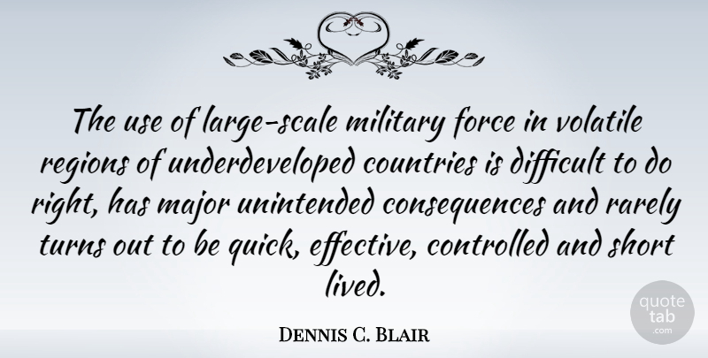 Dennis C. Blair Quote About Consequences, Controlled, Countries, Force, Major: The Use Of Large Scale...