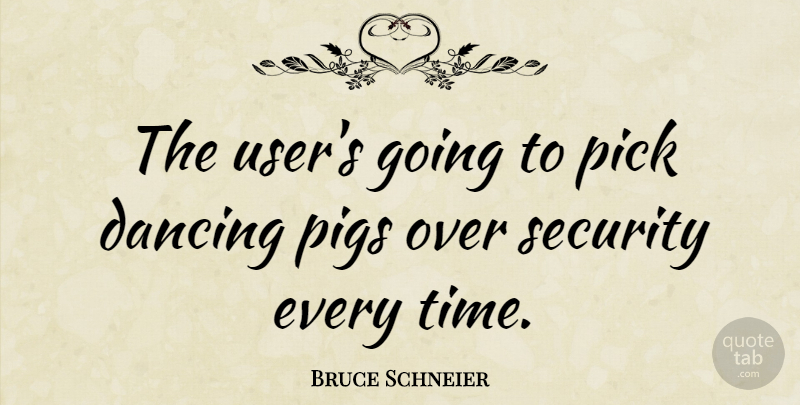 Bruce Schneier Quote About Pigs, Dancing, Picks: The Users Going To Pick...