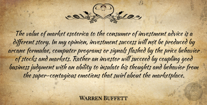 Warren Buffett Quote About Investment Success, Advice, Different: The Value Of Market Esoterica...