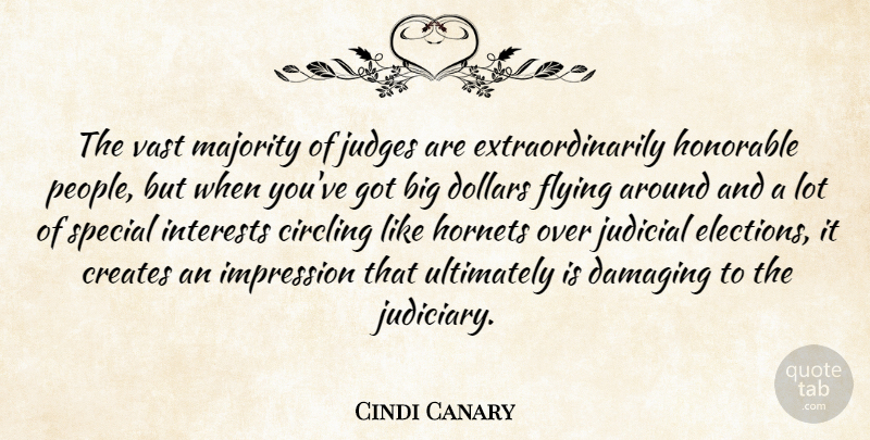 Cindi Canary Quote About Circling, Creates, Damaging, Dollars, Flying: The Vast Majority Of Judges...