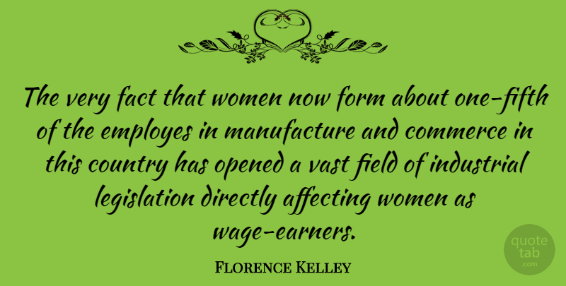 Florence Kelley Quote About Affecting, American Activist, Commerce, Country, Directly: The Very Fact That Women...