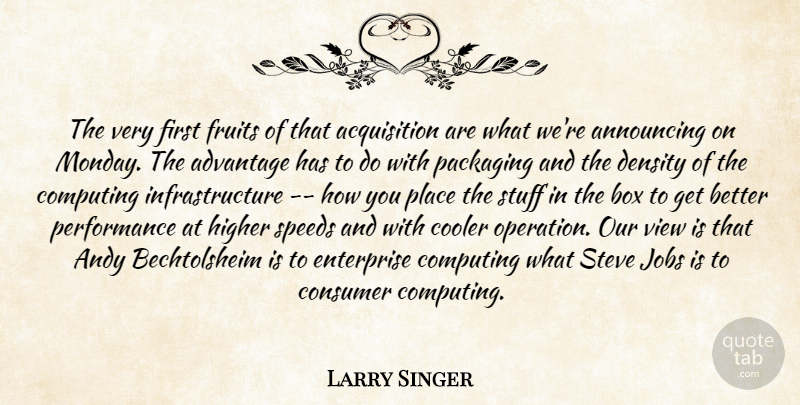Larry Singer Quote About Advantage, Andy, Announcing, Box, Computing: The Very First Fruits Of...
