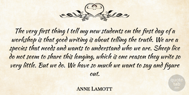 Anne Lamott Quote About Writing, Sheep, Needs: The Very First Thing I...