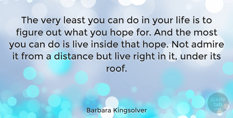 Barbara Kingsolver Quote About Dream, Hope, Life Lesson: The Very Least You Can...