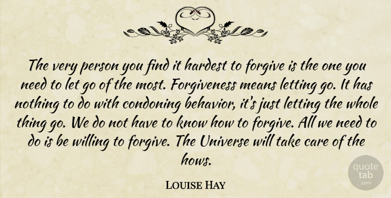 Louise Hay Quote About Letting Go, Mean, Forgiving: The Very Person You Find...