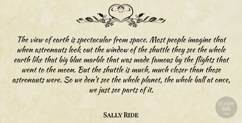Sally Ride Quote About Moon, Blue, Views: The View Of Earth Is...