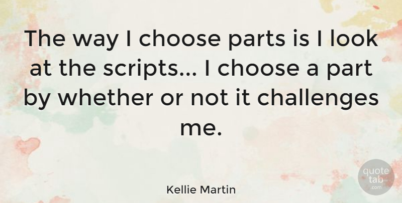 Kellie Martin Quote About Challenges, Way, Scripts: The Way I Choose Parts...