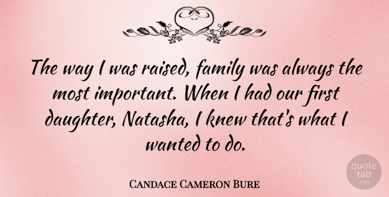 Candace Cameron Bure Quote About Family, Knew: The Way I Was Raised...
