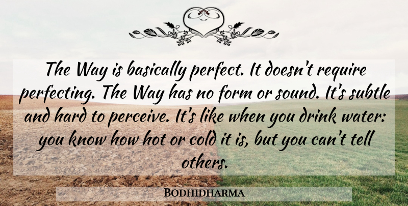 Bodhidharma Quote About Perfect, Water, Sound: The Way Is Basically Perfect...