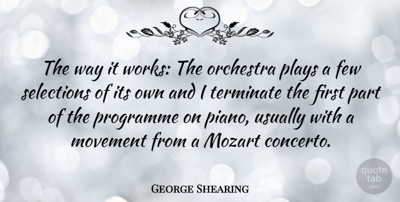 George Shearing Quote About Play, Piano, Orchestra: The Way It Works The...