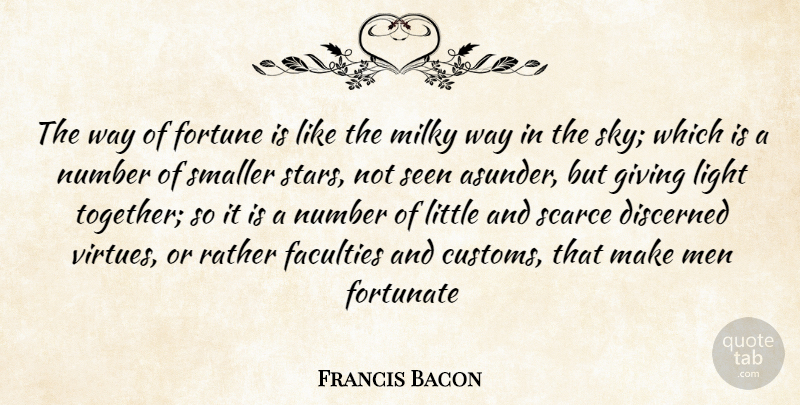 Francis Bacon Quote About Faculties, Fortunate, Fortune, Giving, Light: The Way Of Fortune Is...