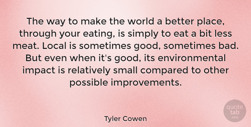 Tyler Cowen Quote About Bit, Compared, Eat, Environmental, Good: The Way To Make The...