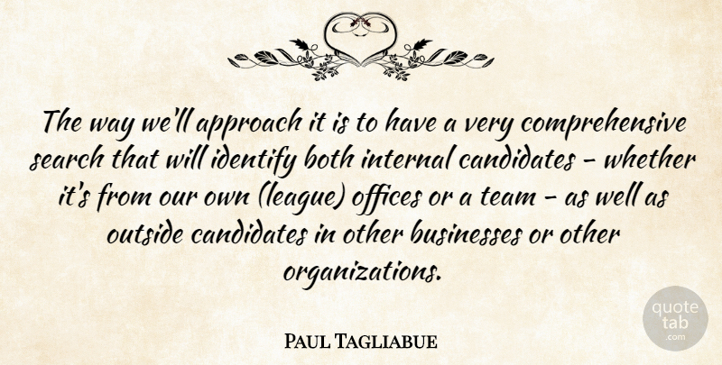 Paul Tagliabue Quote About Approach, Both, Businesses, Candidates, Identify: The Way Well Approach It...