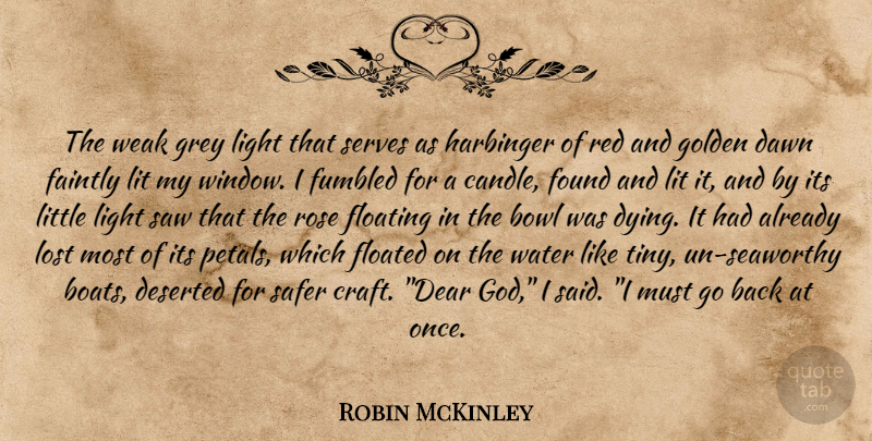 Robin McKinley Quote About Light, Water, Rose: The Weak Grey Light That...