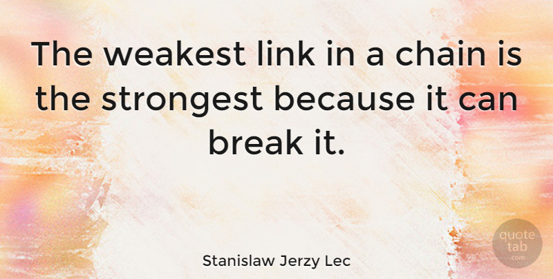 Stanislaw Jerzy Lec Quote About Strength, Ties, Links: The Weakest Link In A...