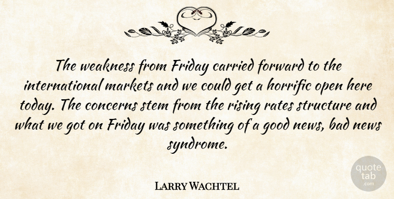 Larry Wachtel Quote About Bad, Carried, Concerns, Forward, Friday: The Weakness From Friday Carried...