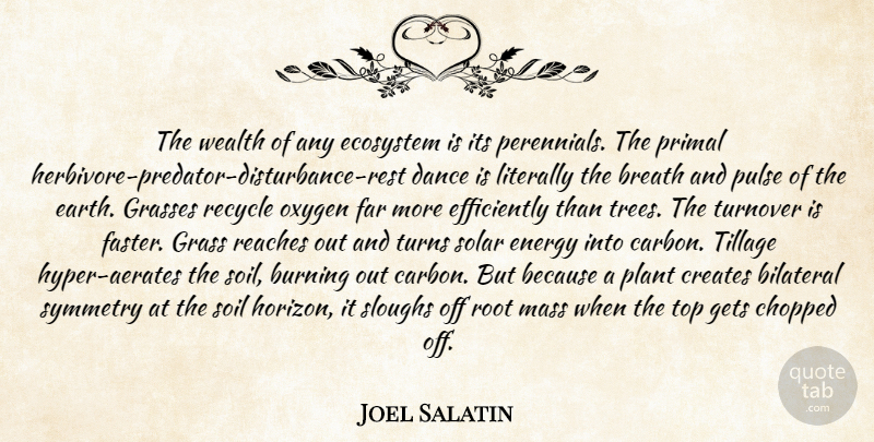 Joel Salatin Quote About Oxygen, Ecosystems, Roots: The Wealth Of Any Ecosystem...