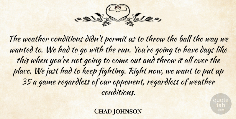 Chad Johnson Quote About Ball, Conditions, Days, Game, Permit: The Weather Conditions Didnt Permit...