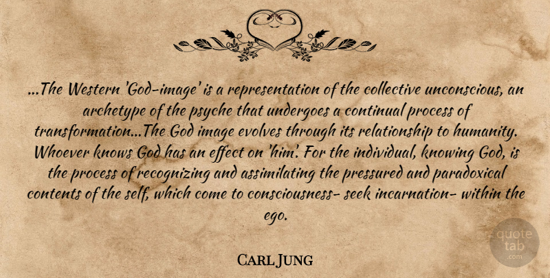Carl Jung Quote About Self, Collective Unconscious, Knowing: The Western God Image Is...