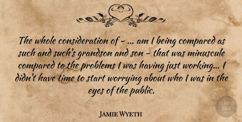 Jamie Wyeth Quote About Compared, Grandson, Problems, Start, Time: The Whole Consideration Of Am...