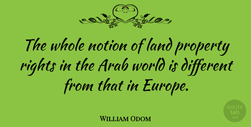 William Odom Quote About American Soldier, Arab, Notion, Property: The Whole Notion Of Land...