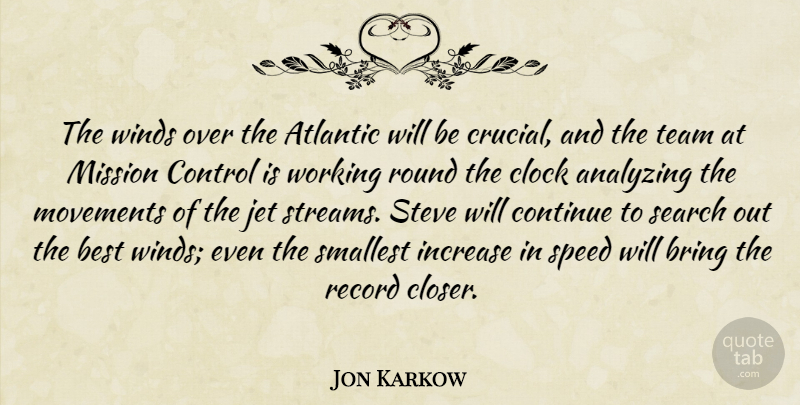 Jon Karkow Quote About Analyzing, Atlantic, Best, Bring, Clock: The Winds Over The Atlantic...