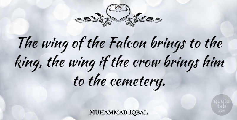 Muhammad Iqbal Quote About Kings, Wings, Crow: The Wing Of The Falcon...
