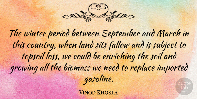 Vinod Khosla Quote About Enriching, Fallow, Growing, Imported, Land: The Winter Period Between September...