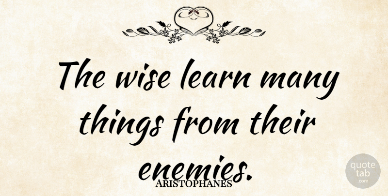 Aristophanes Quote About Wise, Wisdom, Enemy: The Wise Learn Many Things...