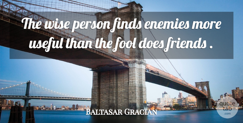 Baltasar Gracian Quote About Wise, Enemy, Fool: The Wise Person Finds Enemies...