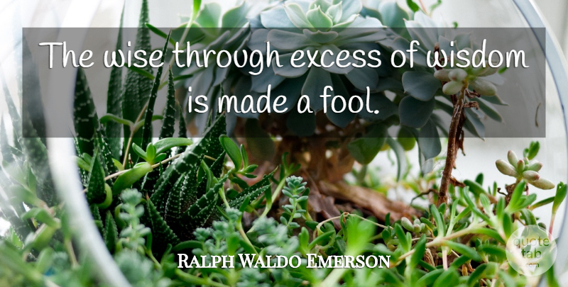 Ralph Waldo Emerson Quote About Wise, Excess, Fool: The Wise Through Excess Of...
