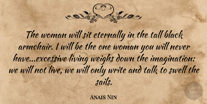 Anais Nin Quote About Writing, Imagination, Black: The Woman Will Sit Eternally...