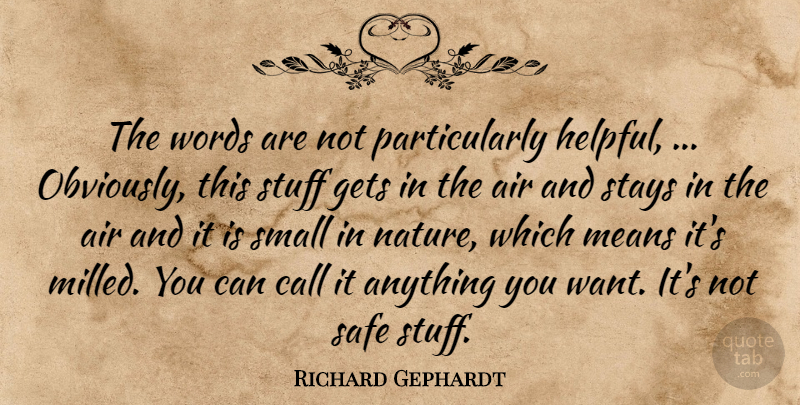 Richard Gephardt Quote About Air, Call, Gets, Means, Safe: The Words Are Not Particularly...