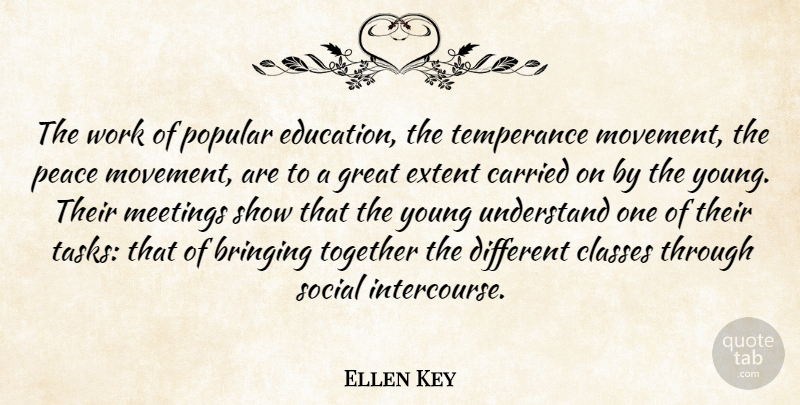 Ellen Key Quote About Bringing, Carried, Classes, Education, Extent: The Work Of Popular Education...