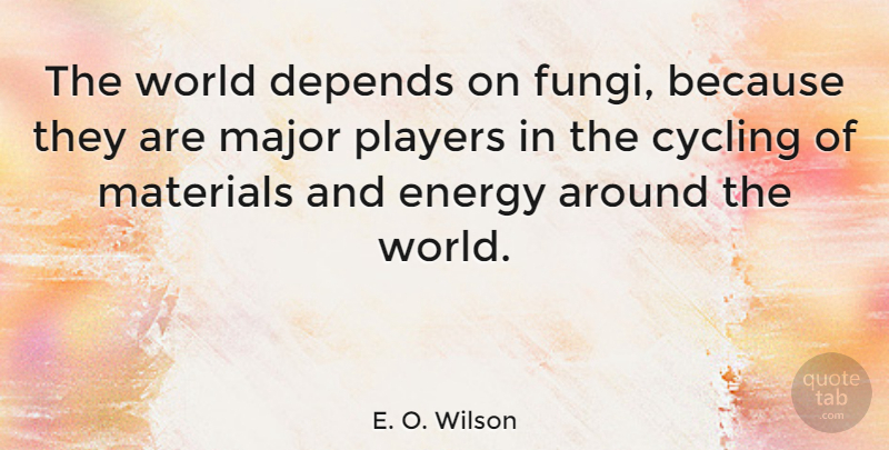 E. O. Wilson Quote About Player, Cycling, World: The World Depends On Fungi...