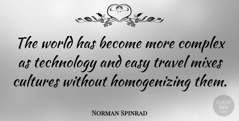 Norman Spinrad Quote About Technology, World, Culture: The World Has Become More...