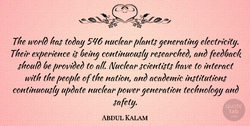 Abdul Kalam Quote About Technology, Safety, People: The World Has Today 546...