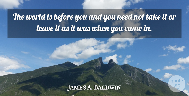 James A. Baldwin Quote About Life, Change, Needs: The World Is Before You...