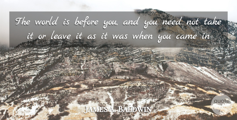 James A. Baldwin Quote About Came, Leave: The World Is Before You...