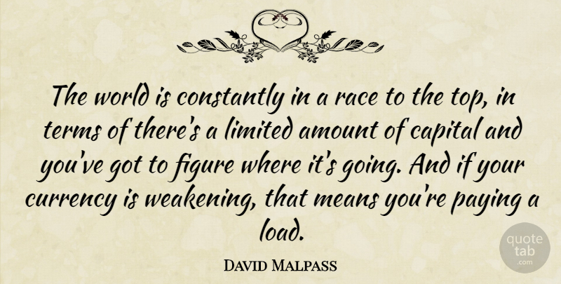 David Malpass Quote About Amount, Capital, Constantly, Figure, Limited: The World Is Constantly In...