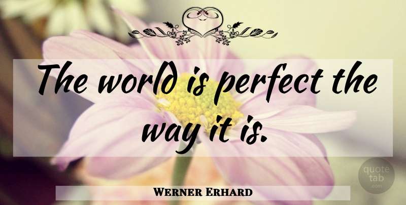 Werner Erhard Quote About Perfect, Catholic, Way: The World Is Perfect The...