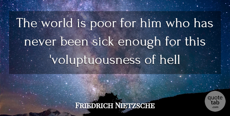 Friedrich Nietzsche Quote About Sick, World, Hell: The World Is Poor For...